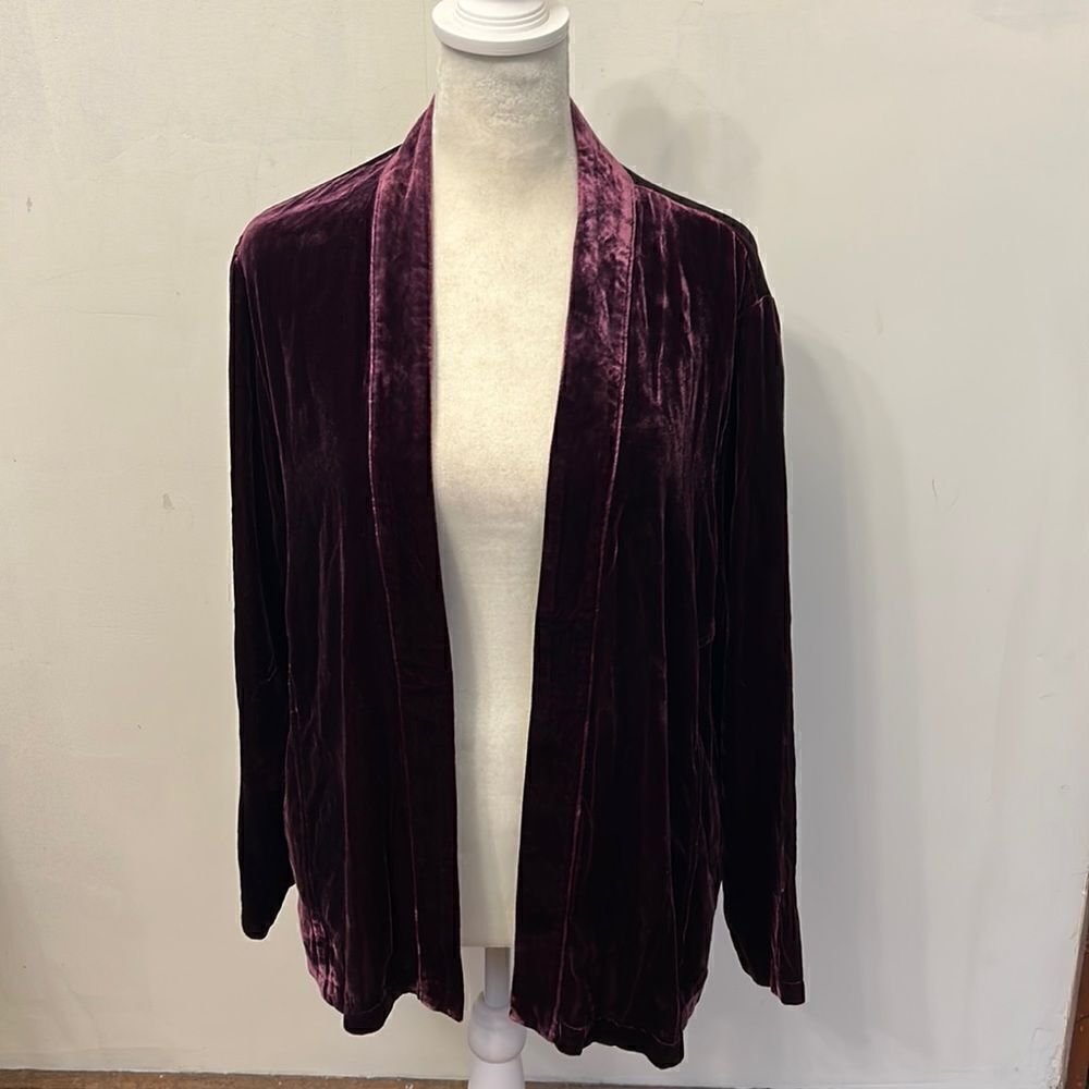Masai wine colored velvet open jacket Size M New